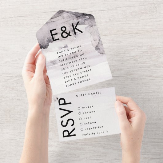 Ultramoderne Gender-Neutral-Tinte-Hochzeit All In One Einladung (Abreißtisch)