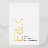 Ultramoderne Gold-Monogramm ohne Foto Save the Dat Folieneinladung (Vorderseite)