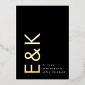 Ultramoderne Gold Non-Foto Monogram Rette unser Da Folieneinladung (Vorderseite)