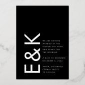 Ultramoderne Gold Non-Foto Monogram Rette unser Da Folieneinladung (Rückseite)