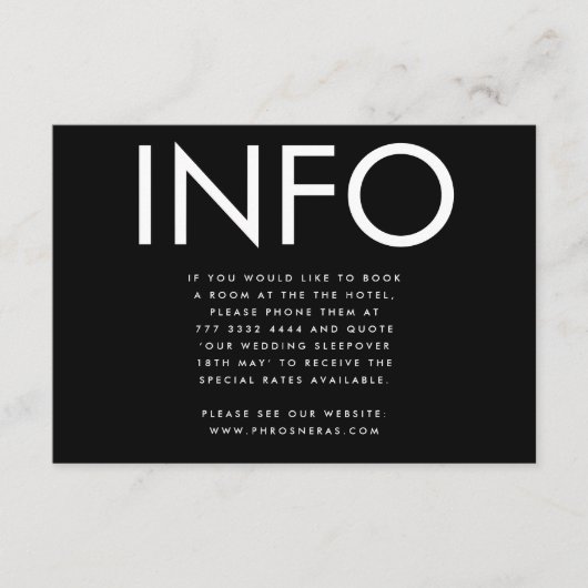 Ultramoderne Großnamensdetails Hochzeitsszenarien Begleitkarte (Vorderseite)