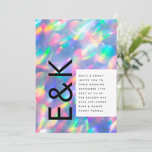 Ultramoderne Hochzeit eines Monogrammes Einladung (Stehend Vorderseite)