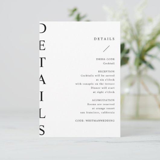 ultramoderne Hochzeitskarte Begleitkarte (Stehend Vorderseite)