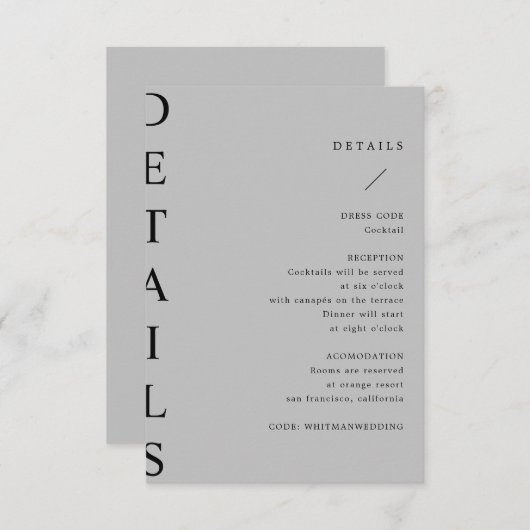 ultramoderne Hochzeitskarte Begleitkarte (Vorne/Hinten)