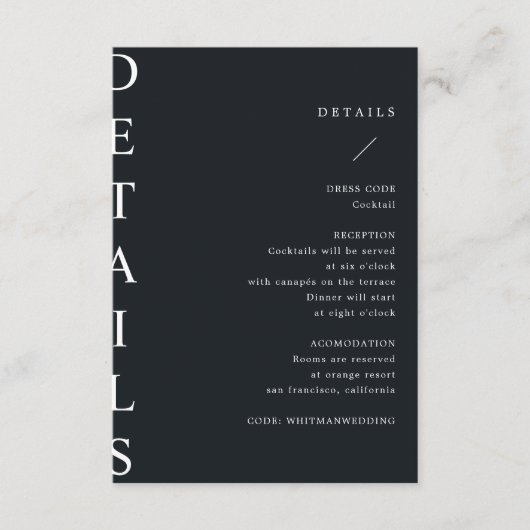 ultramoderne Hochzeitskarte Begleitkarte (Vorderseite)