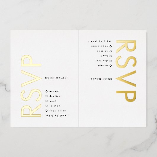 Ultramoderne, kühne Namen 2 x UAWG GOLD Folieneinladung (Vorderseite)