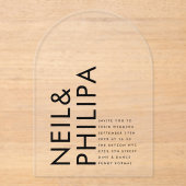 Ultramoderne, kühne NAMES Einfache Hochzeit Acryleinladungen (Vorderseite)