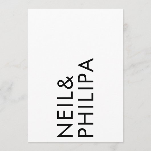 Ultramoderne, kühne NAMES Einfache Hochzeit Einladung (Rückseite)