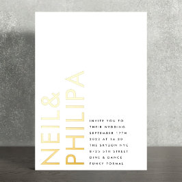 Ultramoderne, kühne NAMES Einfache Hochzeit Folieneinladung