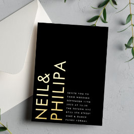 Ultramoderne, kühne NAMES Einfache Hochzeit Folieneinladung