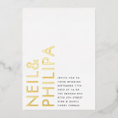 Ultramoderne, kühne NAMES Einfache Hochzeit Folieneinladung (Vorderseite)