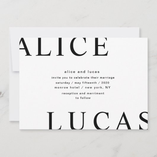 Ultramoderne Layout Elegante Monogramm Hochzeit Einladung (Vorderseite)