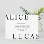 Ultramoderne Layout Elegante Monogramm Hochzeit Einladung (Stehend Vorderseite)