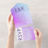 Ultramoderne Lila Hochzeit im Herbst All In One Einladung (Abreißtisch)