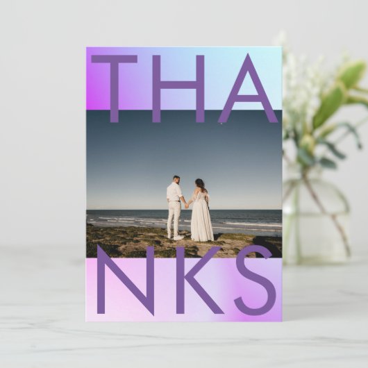 Ultramoderne Lila Hochzeit im Herbst Dankeskarte (Stehend Vorderseite)