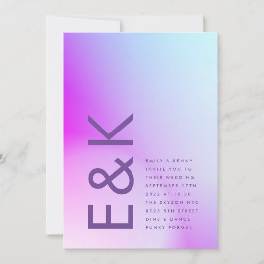 Ultramoderne Lila Hochzeit im Herbst Einladung (Vorderseite)