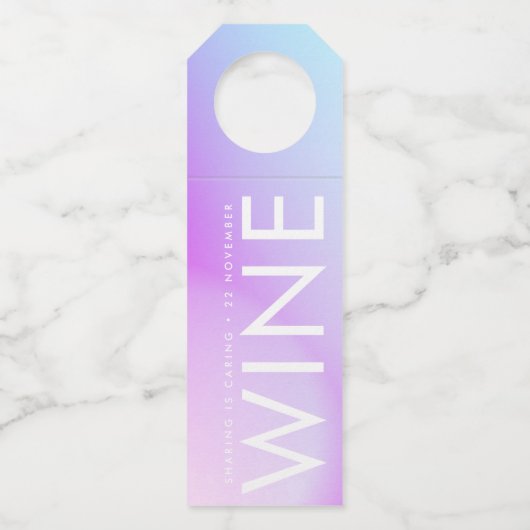 Ultramoderne Lila Hochzeit im Herbst Flaschenanhänger (Rückseite)