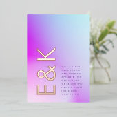 Ultramoderne Lila Hochzeit im Herbst Folieneinladung (Stehend vorne)