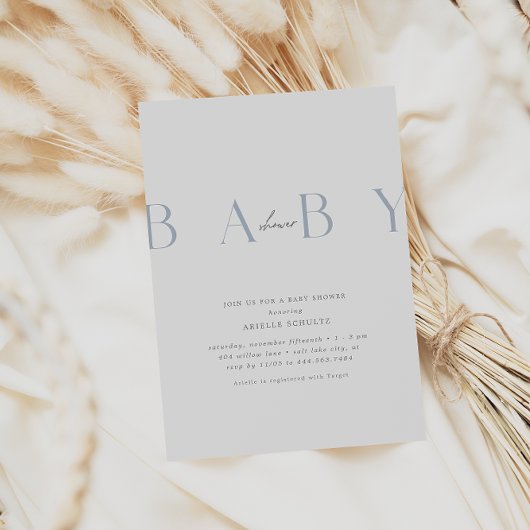 Ultramoderne minimale Dusche aus blauem Baby Einladung