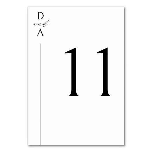 Ultramoderne minimale Schwarz/Weiß Tischnummer (Vorderseite)