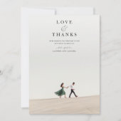Ultramoderne Minimalistische 2-Foto Hochzeit Dankeskarte (Vorderseite)