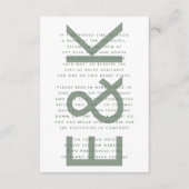 Ultramoderne, muffige Big Monogram Sage Green Wedd Begleitkarte (Vorderseite)