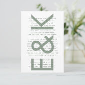 Ultramoderne, muffige Big Monogram Sage Green Wedd Begleitkarte (Stehend Vorderseite)