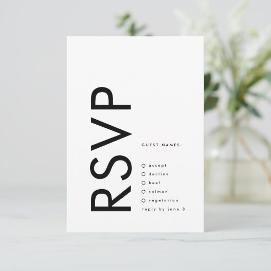 Ultramoderne, mutige Big NAMES Einfache Hochzeit RSVP Karte (Stehend Vorderseite)