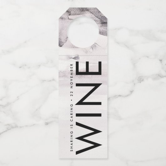 Ultramoderne neutrale Hochzeit Flaschenanhänger (Vorderseite)