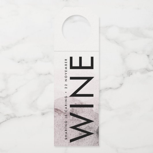 Ultramoderne neutrale Hochzeit Flaschenanhänger (Rückseite)