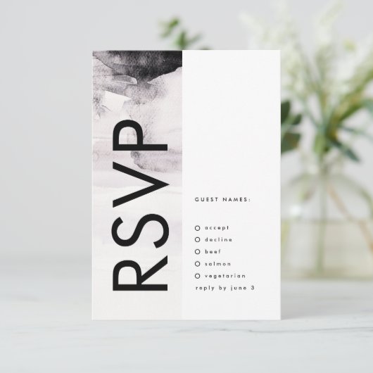 Ultramoderne neutrale Hochzeit RSVP Karte (Stehend Vorderseite)