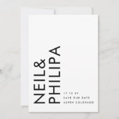 Ultramoderne Schwarz-Weiß-Bezeichnungen ohne Foto Save The Date (Vorderseite)