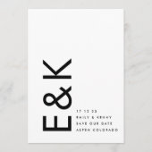 Ultramoderne Schwarz/Weiß-Monogramm ohne Foto Save The Date (Vorderseite)