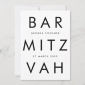 Ultramoderne Schwarz-weiße Bar mitzvah QR CODE-UAW Einladung (Vorderseite)