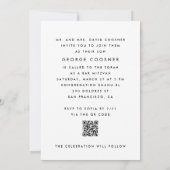 Ultramoderne Schwarz-weiße Bar mitzvah QR CODE-UAW Einladung (Rückseite)