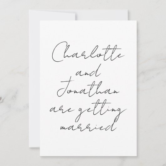 Ultramoderne Skripthochzeit Einladung (Vorderseite)