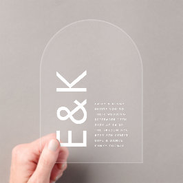 Ultramoderner Mongram-Hochzeitsbogen Acryleinladungen