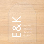 Ultramoderner Mongram-Hochzeitsbogen Acryleinladungen (Vorderseite)