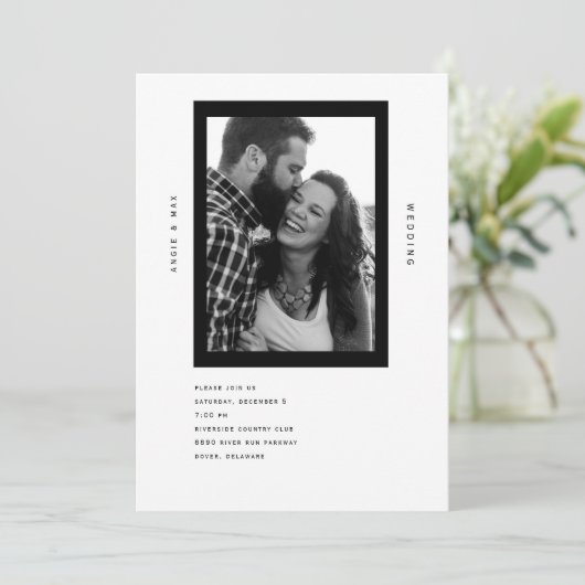 Ultramodernes B/W-Foto Einfache B/W-Einladung Einladung (Stehend Vorderseite)