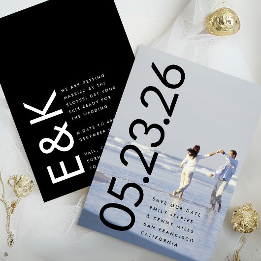 Ultramodernes, feines, großes Premium-Foto mit fei Save The Date