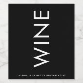 Ultramodernes, feines, schwarzes Monogramm Weinetikett (Einzelnes Label)