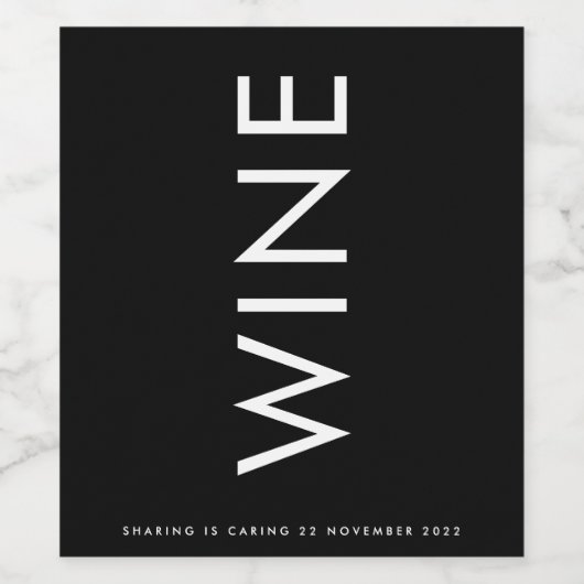 Ultramodernes, feines, schwarzes Monogramm Weinetikett (Einzelnes Label)