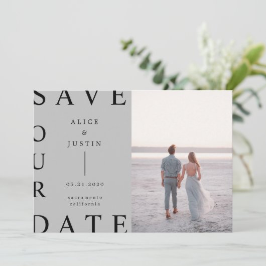 ultramodernes Layout Foto Save the Date Einladung (Stehend Vorderseite)
