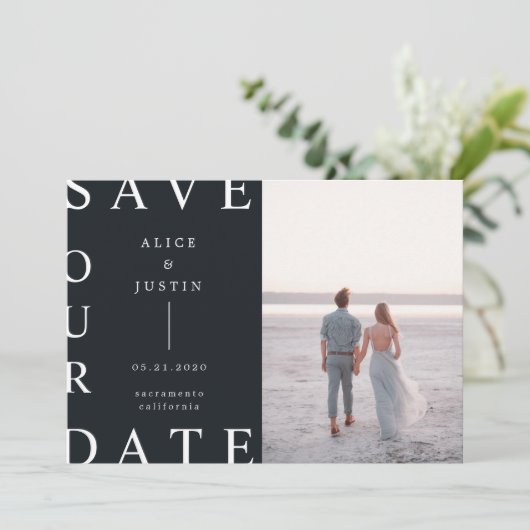 ultramodernes Layout Foto Save the Date Einladung (Stehend Vorderseite)