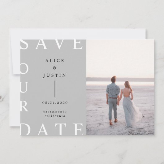 ultramodernes Layout Foto Save the Date Einladung (Vorderseite)