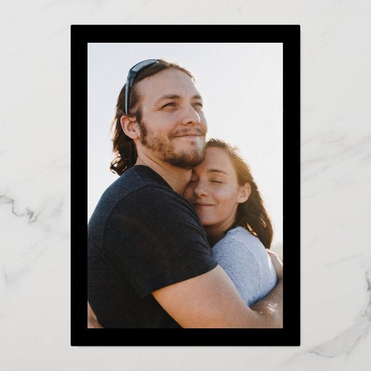 Ultramodernes Monogramm-einfaches HochzeitsGOLD-Fo Folieneinladung (Rückseite)