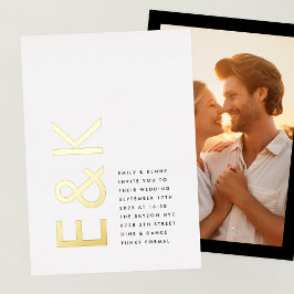 Ultramodernes Monogramm-einfaches HochzeitsGOLD-Fo Folieneinladung