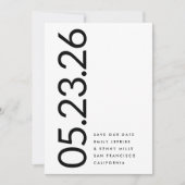 Ultramodernes Schwarzweiß-Weiß-Fett ohne Foto Save The Date (Vorderseite)