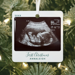 Ultraschall-Foto Erstes Weihnachts-Sonogramm Feier Ornament Aus Metall