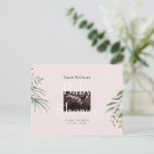 Ultrasound Foto Babydusche Foliage Pink Einladungspostkarte (Stehend Vorderseite)
